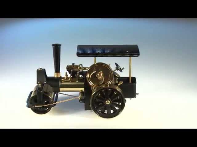 Wilesco D366 Steam Roller black / brass - YouTube