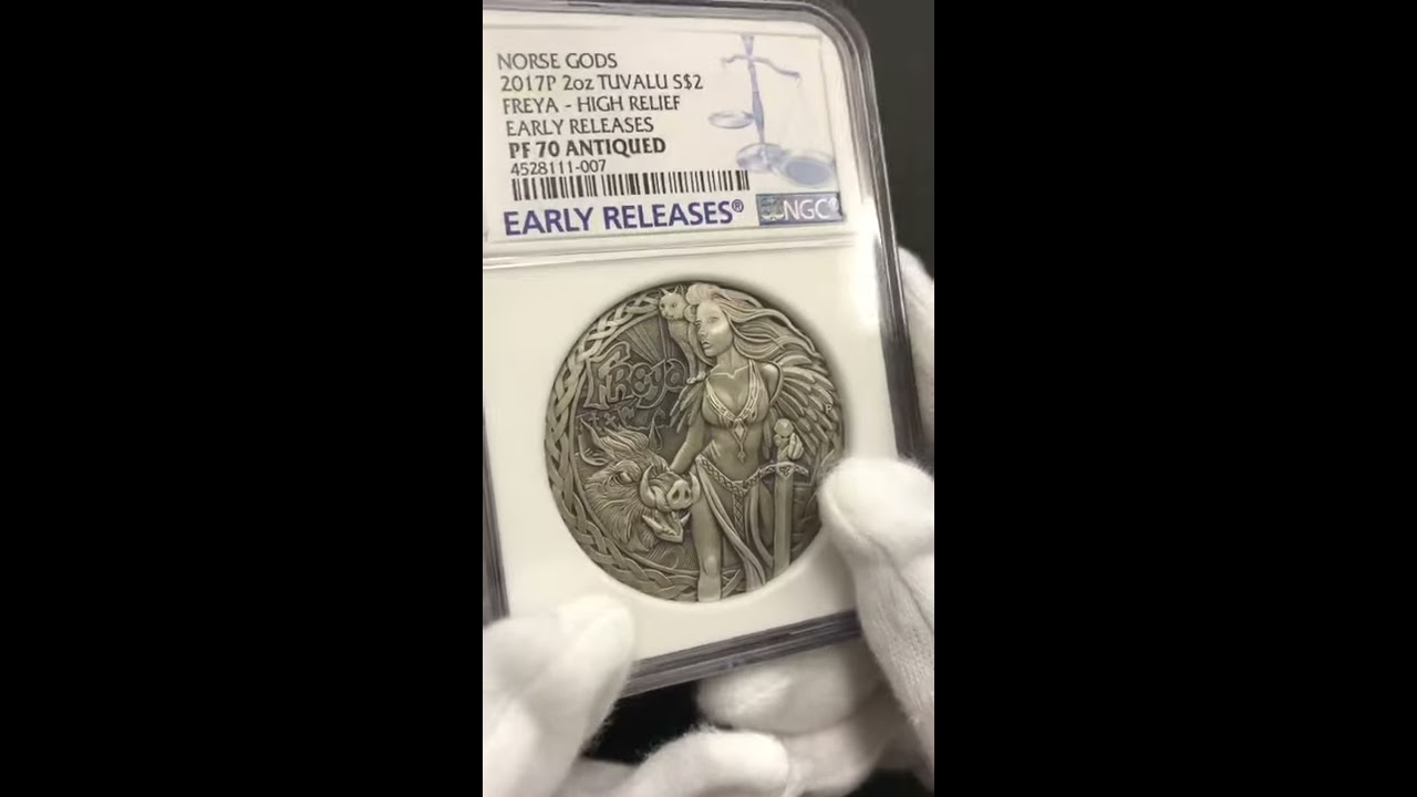 2017 ツバル ハイリレーフ 北欧の女神 フレイヤ 2ドル 銀貨 2オンス