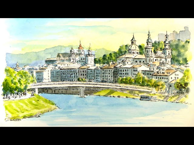 チェコの町並み 水彩画 チェコの町並み 水彩画 チェコの町並み 水彩画