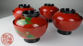 輪島塗椀⑩ 朱・四季草花蒔絵 1客145,200円（税込） | 輪島塗の塗師屋