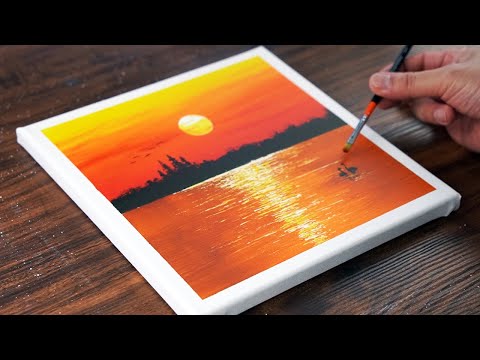 有明海の夕焼けを、描いた、P6号のアクリル画です。私の作品です。