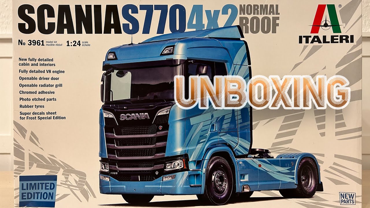 Italeri 3961 Scania s770 4x2 normal roof - Unboxing Review - YouTube