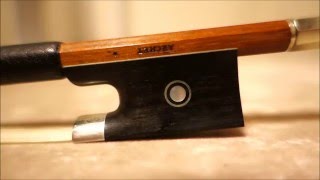 調整済】オールドバイオリン弓 4/4 オープンフロッグ 黒茶馬毛 調整済