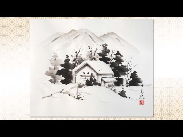 水墨画 日本画 雪の御嶽 春甫