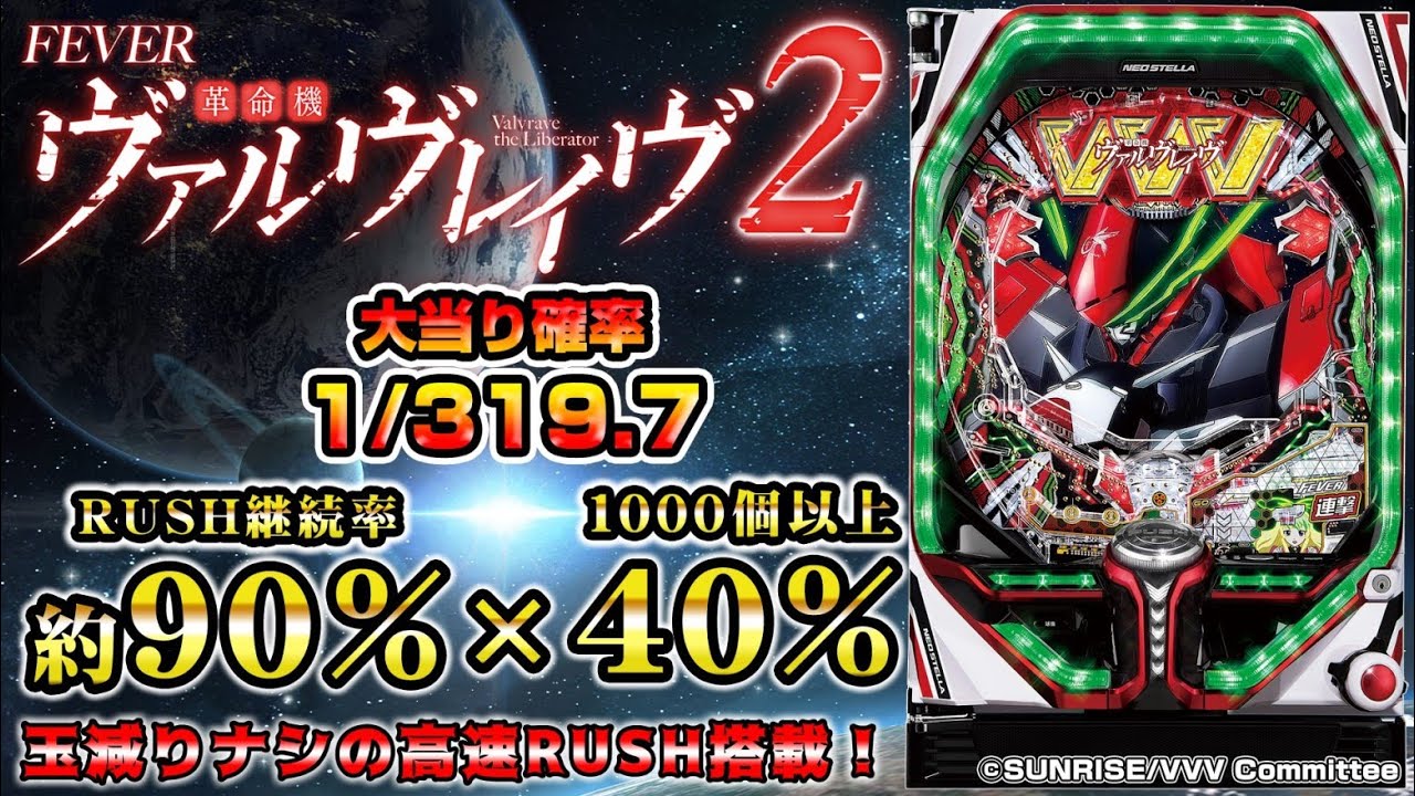 パチンコ新台『Pフィーバー革命機ヴァルヴレイヴ2』(SANKYO)大当り詳細