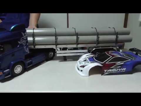 タミヤ ビッグトラックシリーズ・フラットベッドセミトレーラー - YouTube