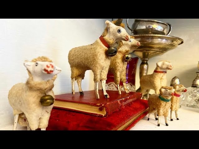 Decorate with me- Putz Sheep and Ruby Red Antique Christmas