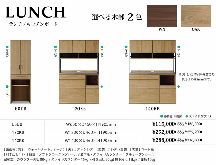 シギヤマ家具 キッチンボード 200cm LUNCH ランチ – 輸入家具の