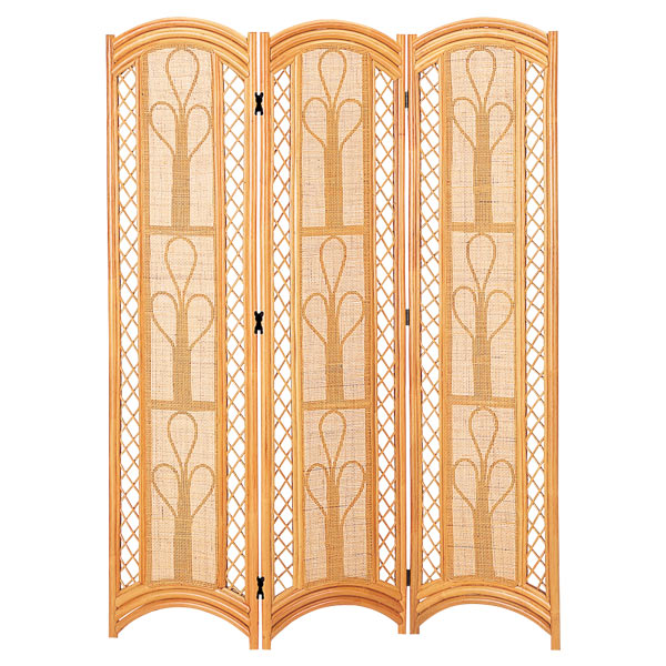 希少】 籐 ラタン ロータイプ パーテーション 2連 折りたたみ 衝立