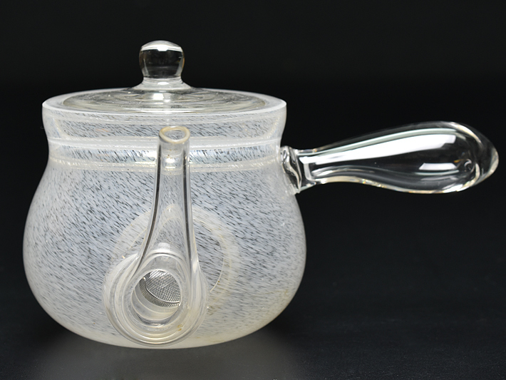 吉田 硝子工芸作家 吉田勝美 作 金箔硝子製 急須 茶注 煎茶道具 白布