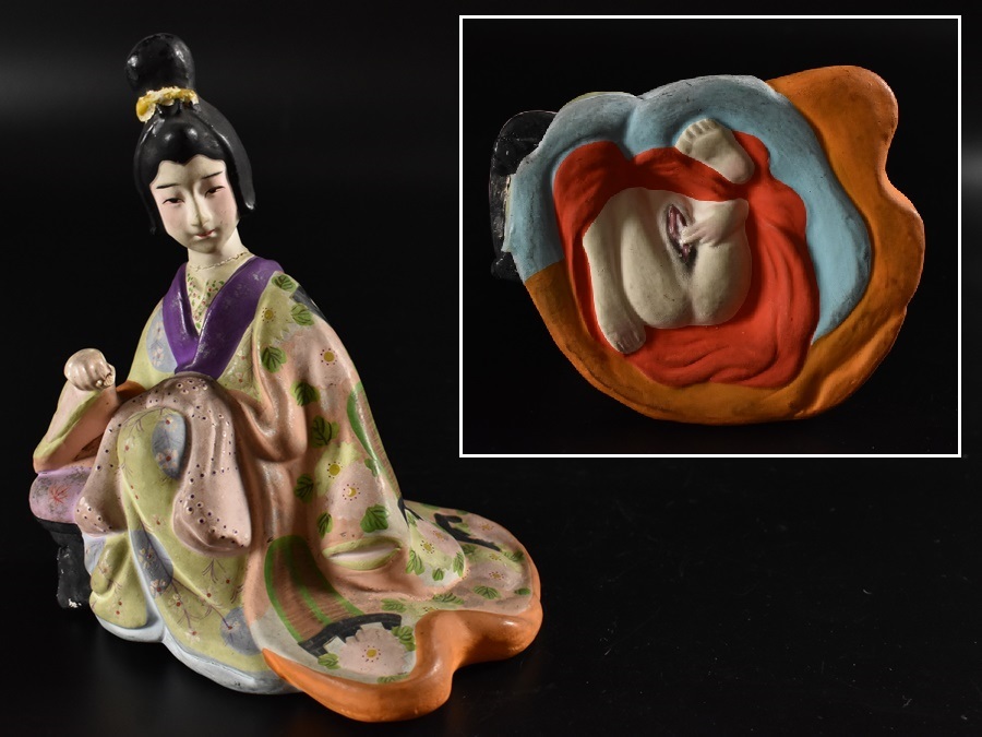 陶芸 置物 春画人形 達磨・だるま 美人裏絵置物風俗艶人形 春画人形