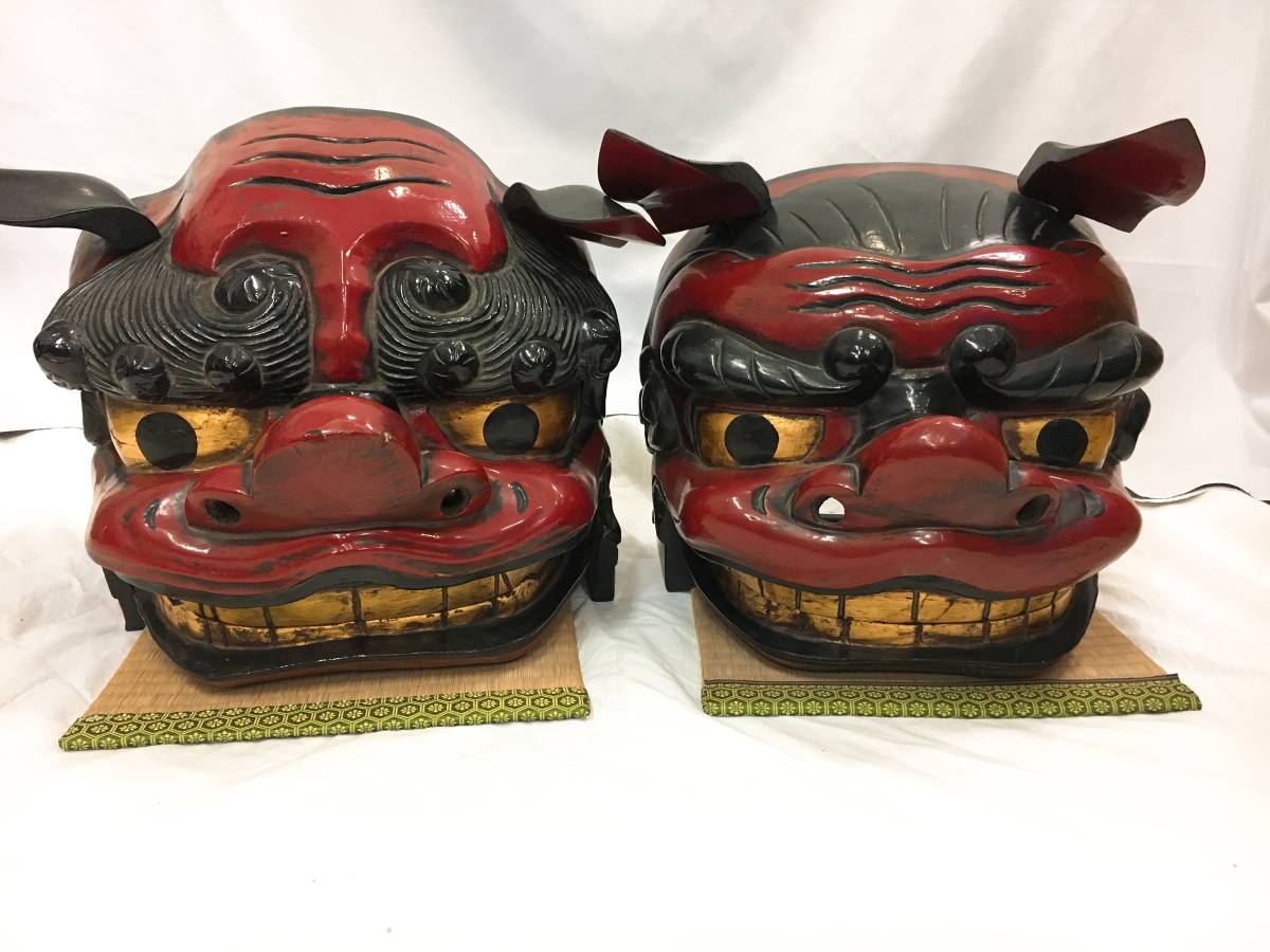 獅子舞 雄雌一対 お祭り 飾り