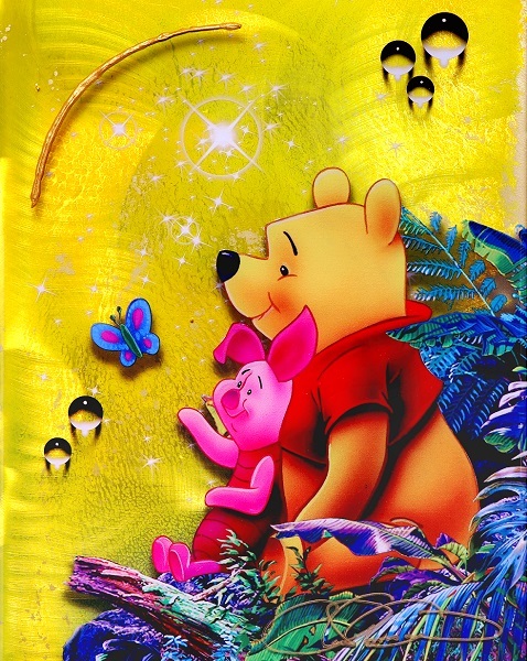 みるる□クリスチャンラッセン 版画 ウィニーザプー マジックデイ 真作