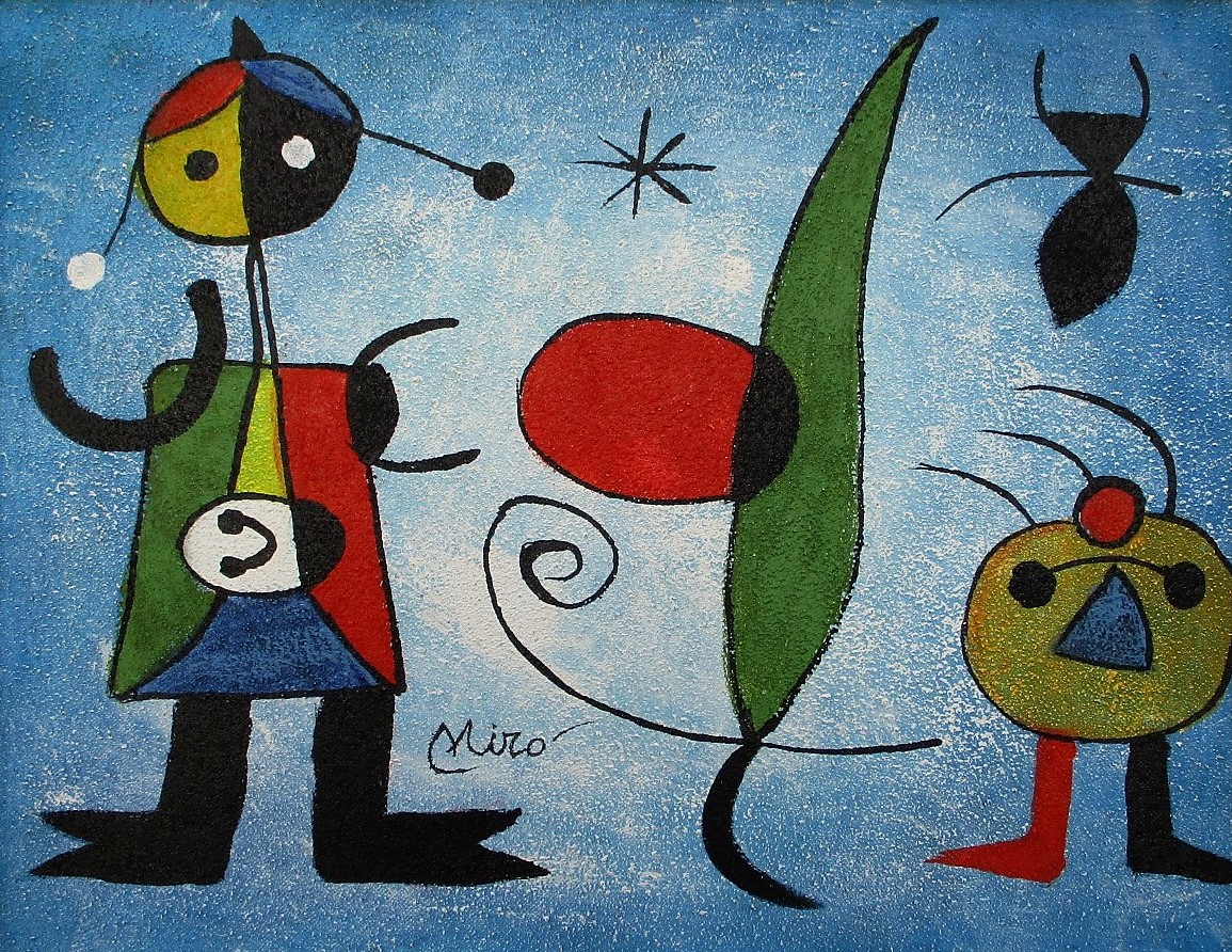 ◇ ジョアン ミロ ◇ 抽象画 油彩 正面サイン 裏サイン有 F6号 Joan Miro