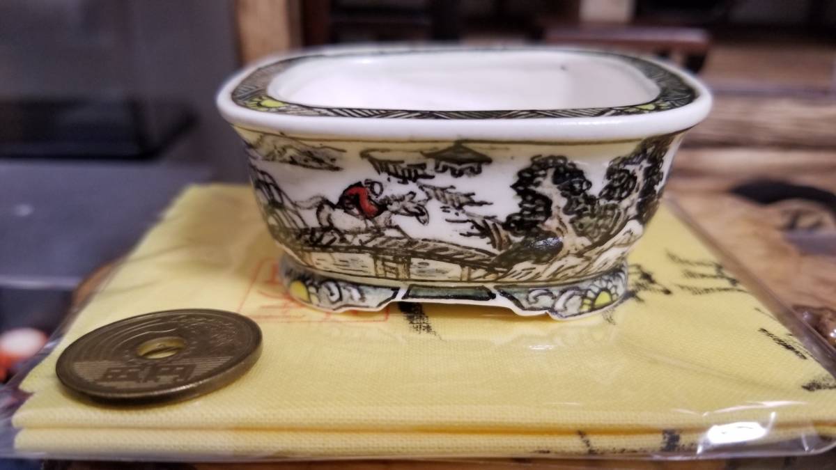 盆栽鉢 絵鉢 染付鉢 ミニ鉢 勝山落款 【公式通販】