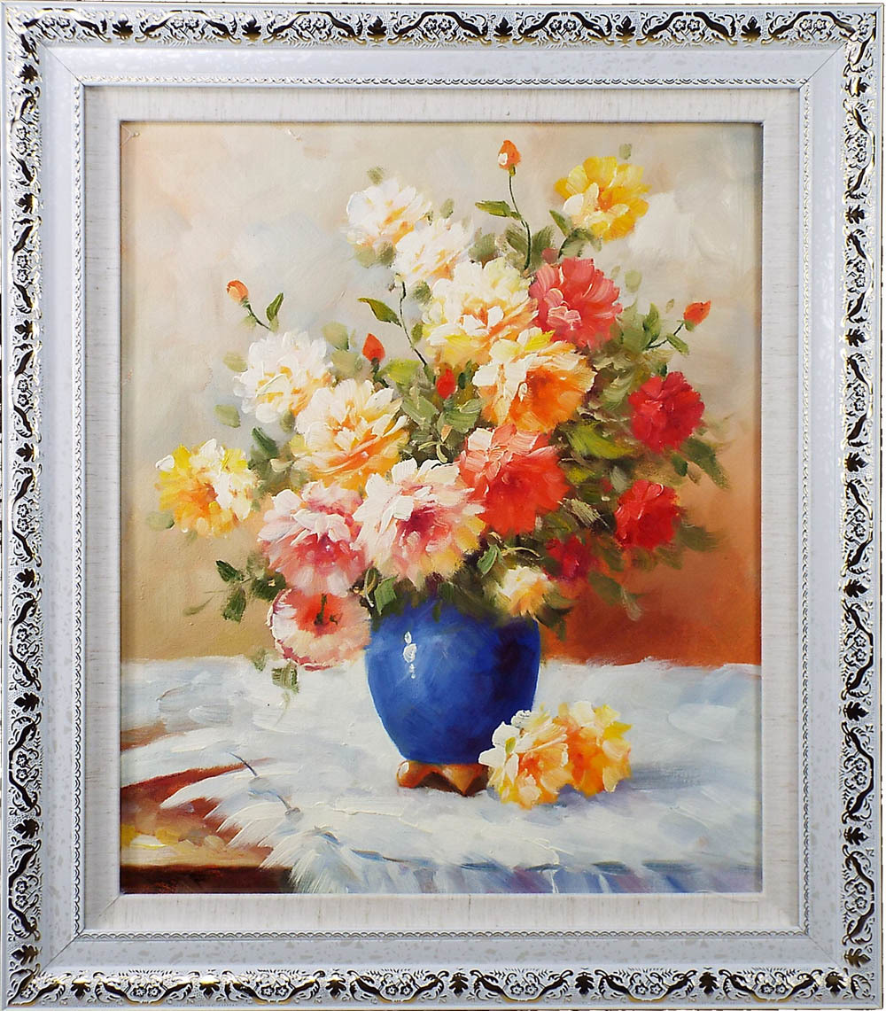 油絵・絵画額『花と花瓶』H.M.Lee李賢美