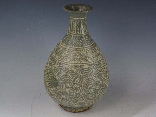 粉青沙器鉄絵唐草文瓶李朝写し 李朝 粉青沙器 鉄絵葡萄文徳利 古美術