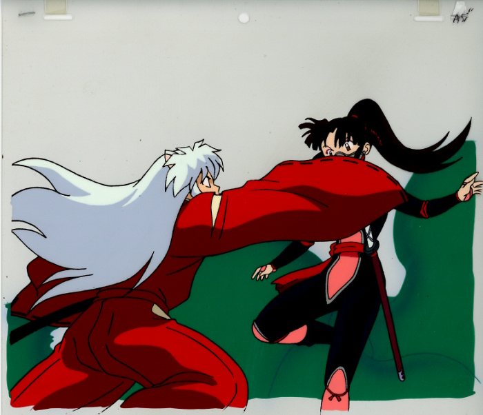 犬夜叉 珊瑚 原画と修正画 犬夜叉 珊瑚 セル画 犬夜叉 珊瑚 原画3枚＋