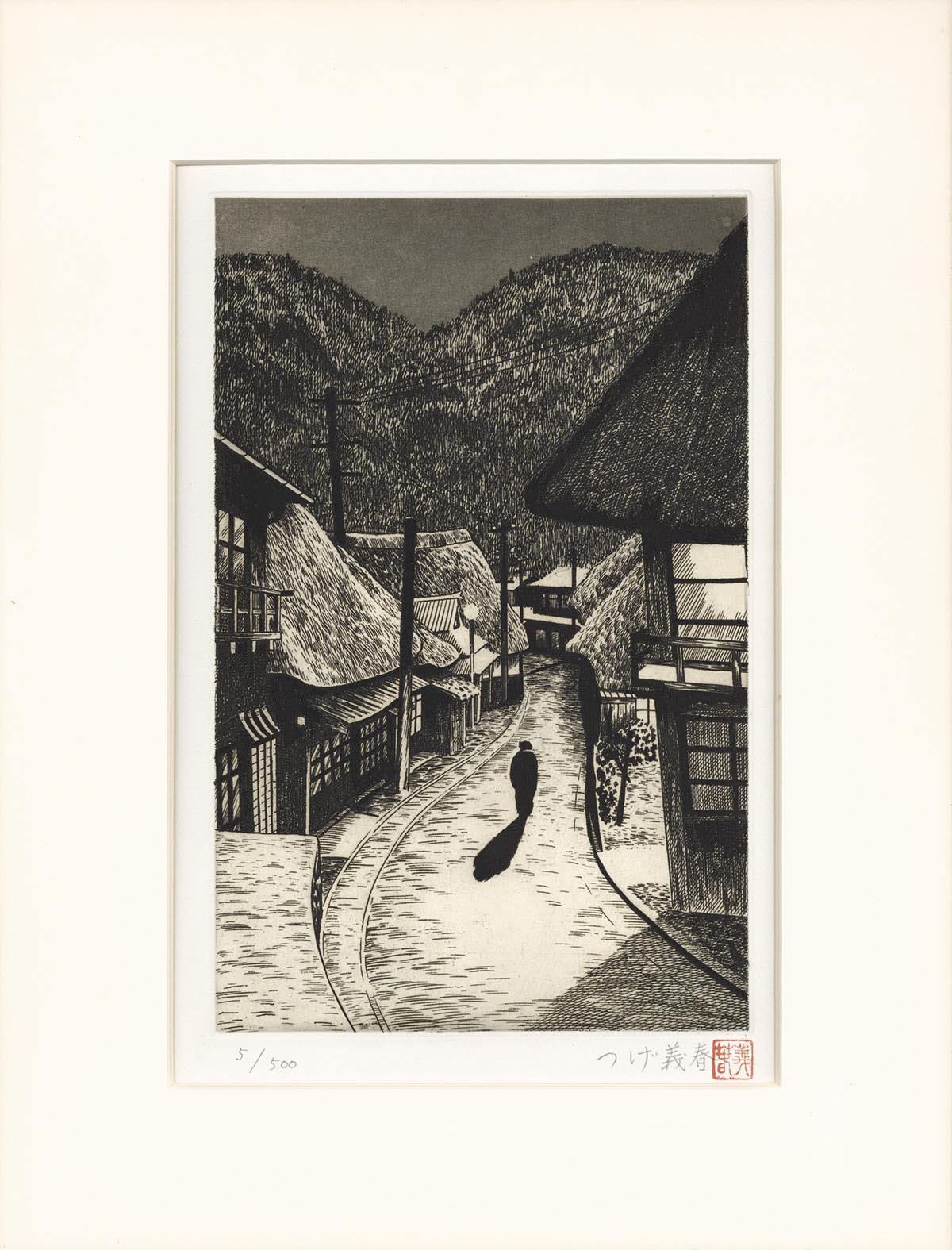 つげ義春 オリジナル版画「岩瀬湯本温泉」（真作保証品）1991年/青林堂