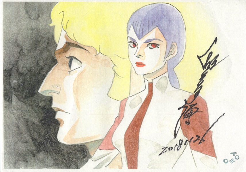 湖川友謙先生 直筆カラーイラスト 直筆サイン 戦闘メカザブングル