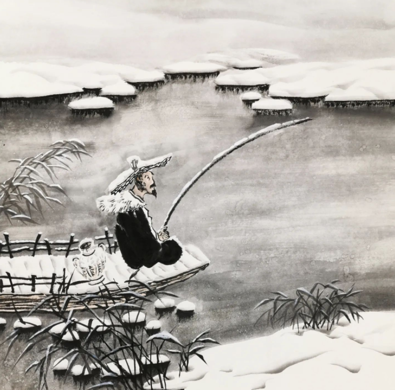 水墨画 独釣寒江雪 水墨画 独釣寒江雪 心に響く漢詩】