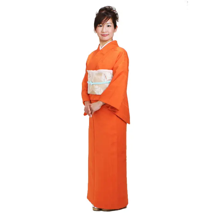 訪問着 ブルーグレー オレンジ系 夕暮れの京風景 身丈163.0cm 正絹