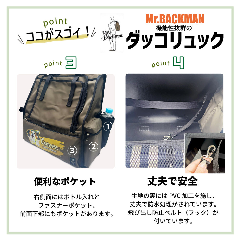 ペットの写真やシルエット、お名前が入る！ Mr.BACKMAN ダッコリュック