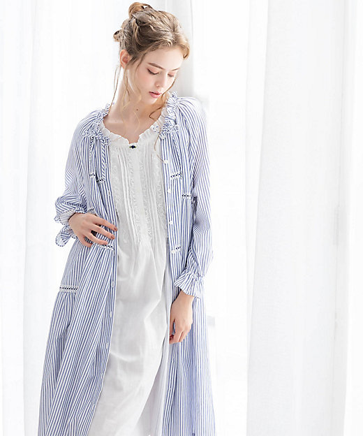 50／ダブルガーゼストライプワンピース 25ー11016 | Narue