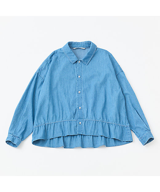 4．5ozデニムフリルヘムシャツ | GRANDMA MAMA DAUGHTER (Women