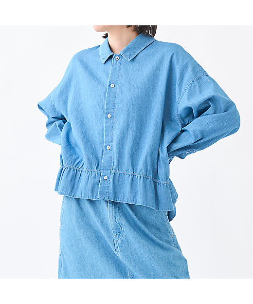 4．5ozデニムフリルヘムシャツ | GRANDMA MAMA DAUGHTER (Women