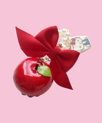 レア‼️キティ フルーツデザインペンケース ピンク りんごチャーム付き