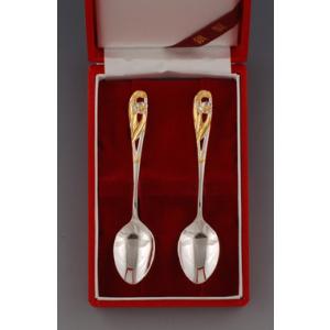 本七宝・誕生花スプーン2本入り・銀製品・銀食器 : 銀食器・銀製器の