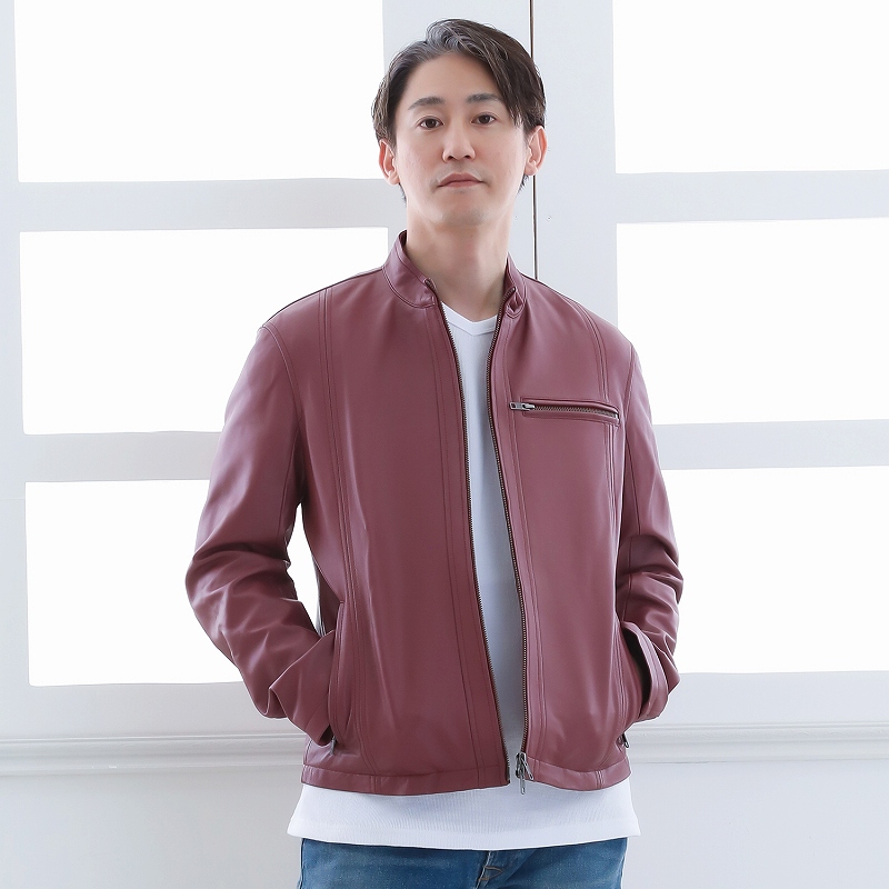 良品！手触り最高！高級レノマオム ラムレザーシングルライダース