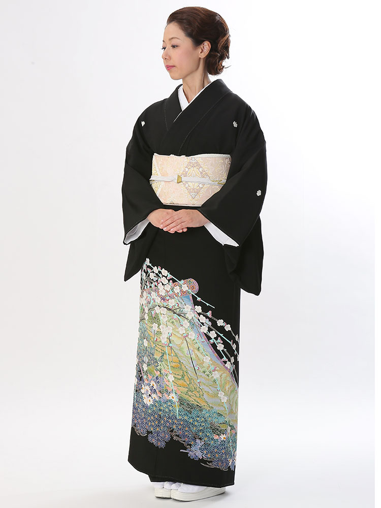 高級黒留袖レンタル】t-615 上質の本加賀友禅 MLサイズ 松竹梅・日本の