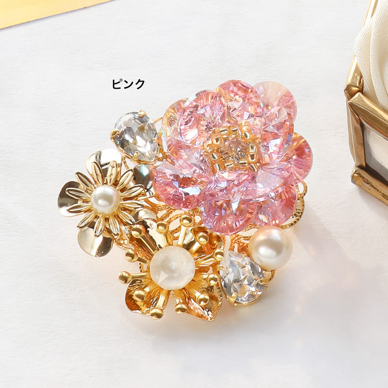 レシピNo.KR1168 貴和クリスタルのフローラブローチ – 貴和製作所