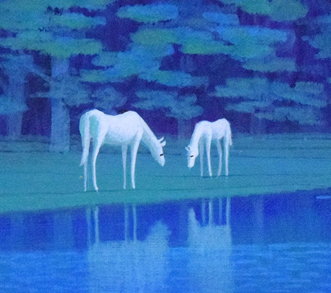 富谷一明 油彩画（2頭の馬）0号サイズ 富谷一明 油彩 『