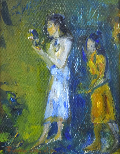 絵画油彩画少女Keith 「微笑み」