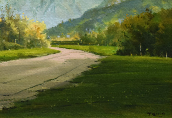 真作】絵画 山下朝弘 油彩SM 田舎家 農村風景 写実風景 里山風景 X101