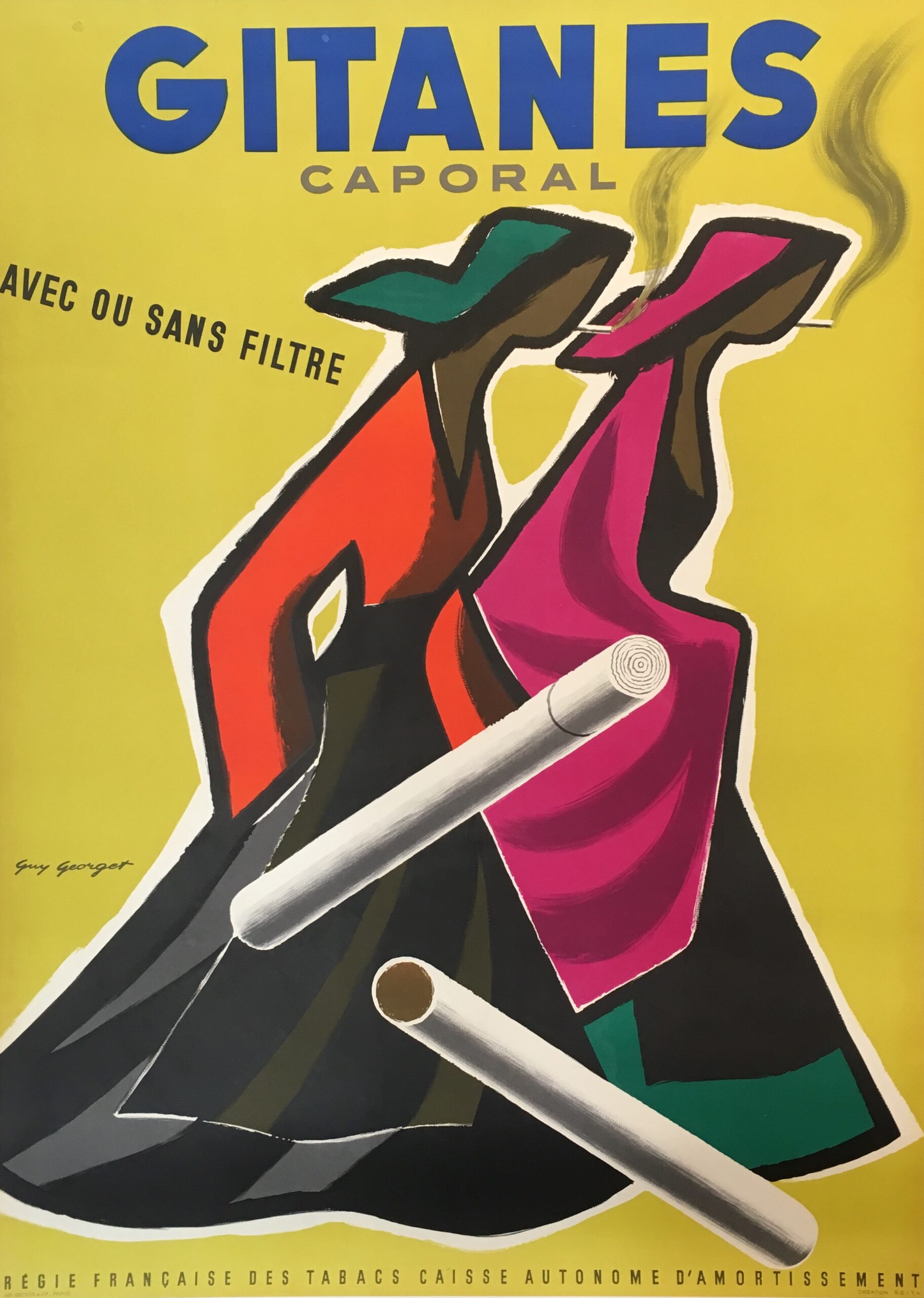 Gitanes Cigarettes by Herve Morvan Original Vintage Poster