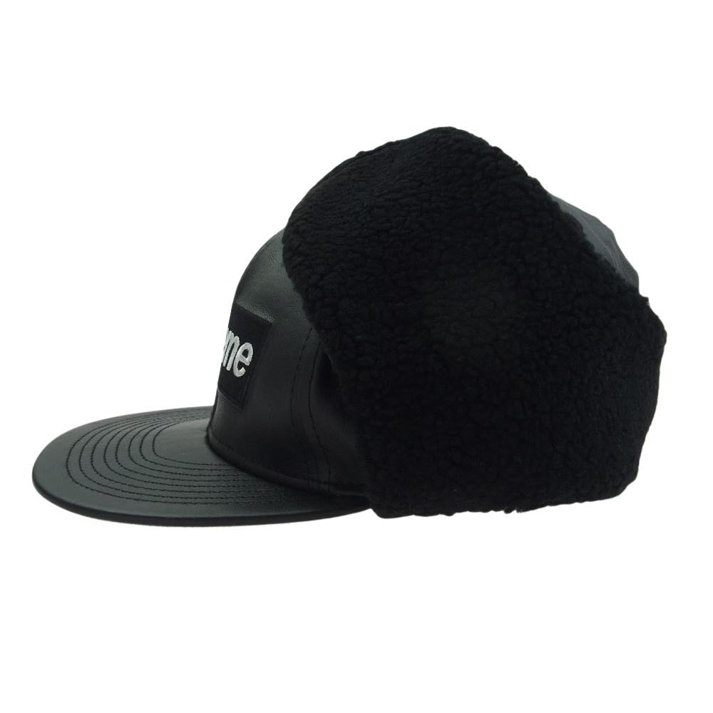 Supreme シュプリーム 22AW Leather Earflap Box Logo New Era Black