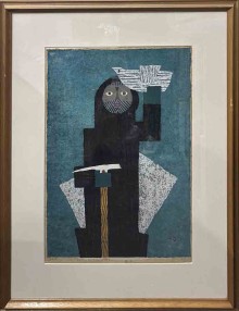 畦地梅太郎木版画「山のよろこび」 | 呂古書房