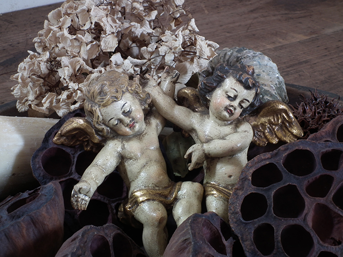 H00102 イタリアアンティーク 木彫りの天使 | MANSIKKA