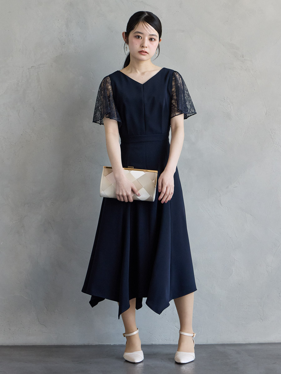 イレギュラーヘム・ミモレ丈ドレス｜パーティードレスの通販AIMER