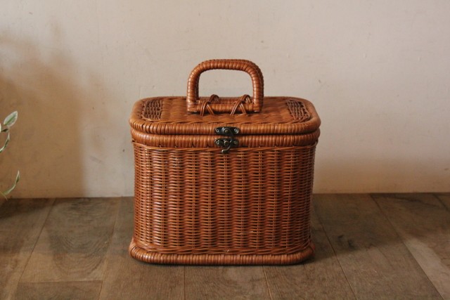 アンティーク籠蓋付き