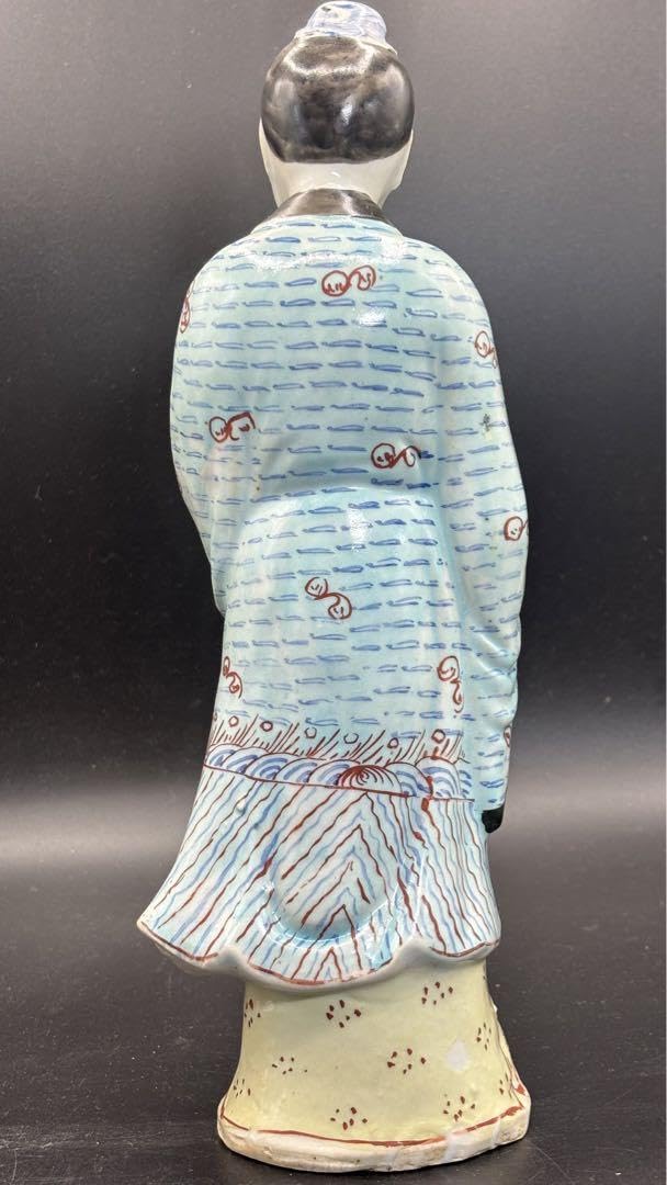 中国美術 古玩 色絵陶人形 陶器人形 高さ約15cm 置物 オブジェ 古董品