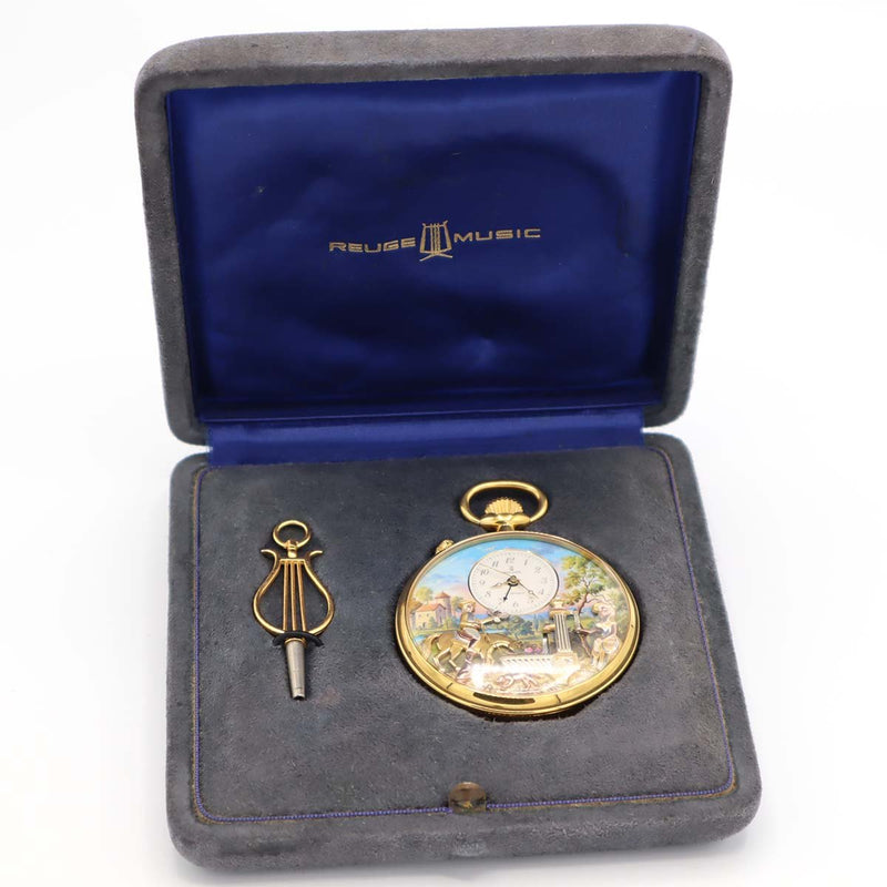 懐中時計 稼働 リュージュ オルゴール 手巻き からくり アンティーク