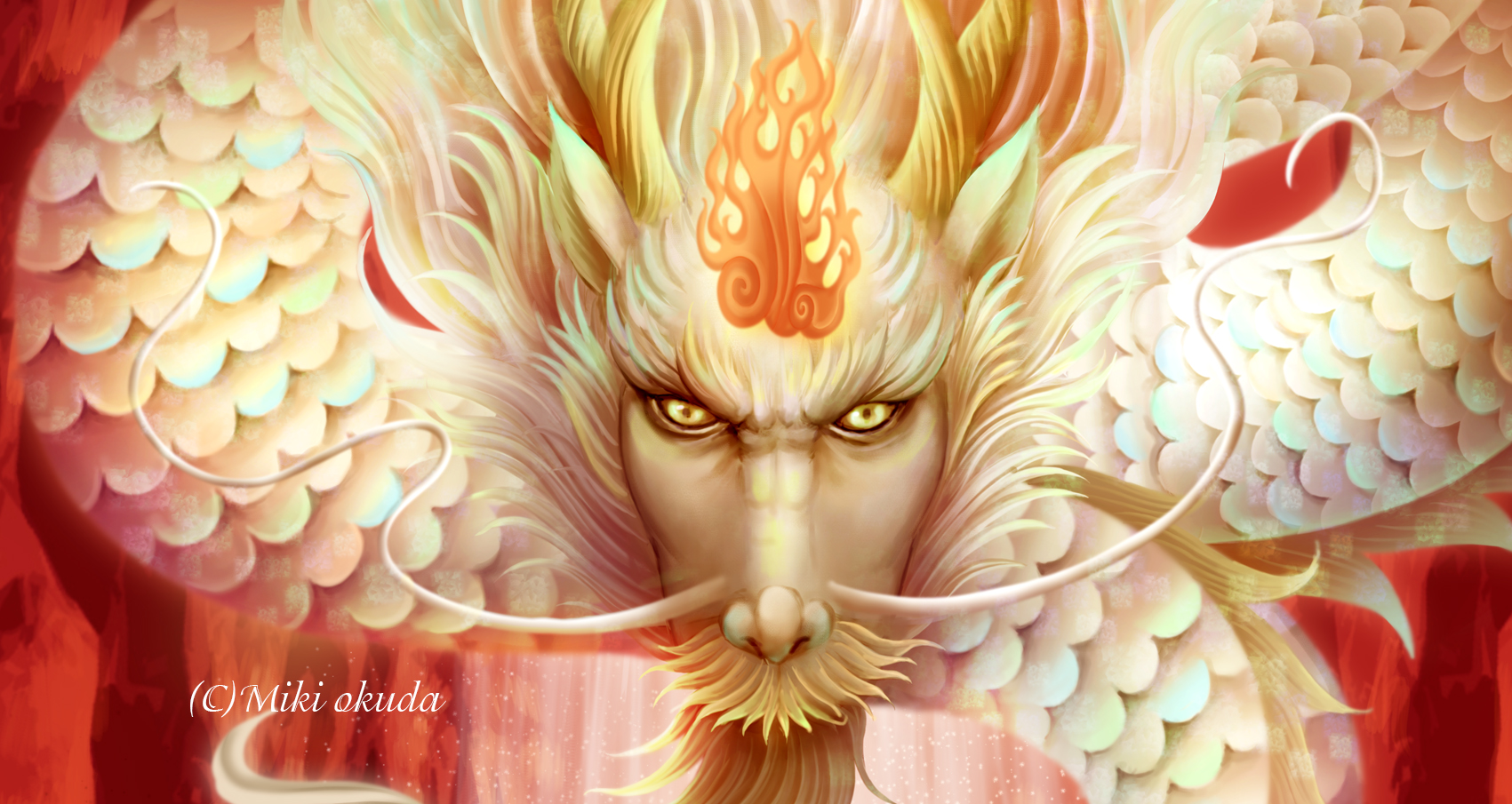 赤龍様専用 赤聖龍 龍神アート、A4サイズ ☆アンケート専用 Poster超