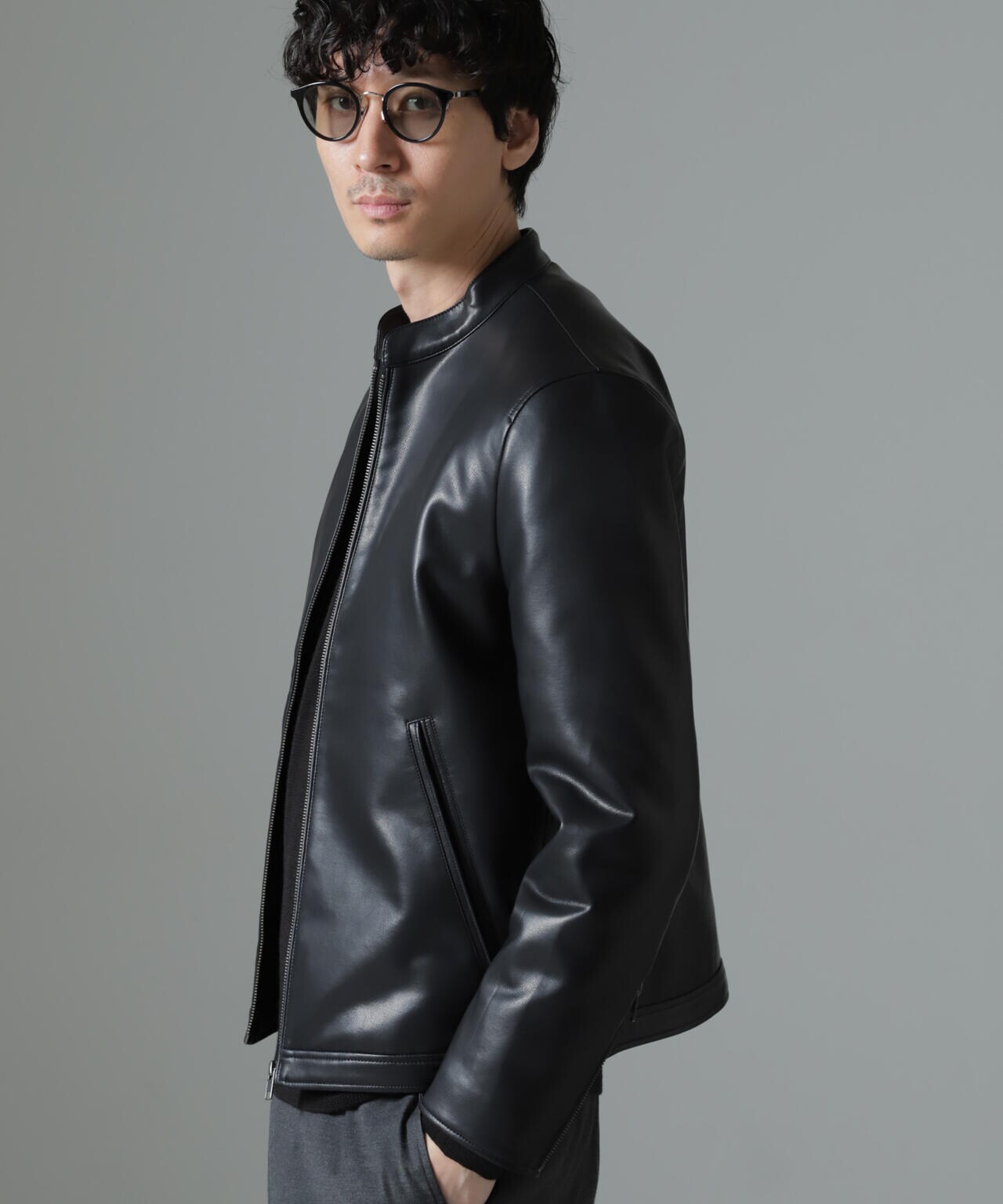 フェイクレザーシングルライダースジャケット | NANO universe（ナノ