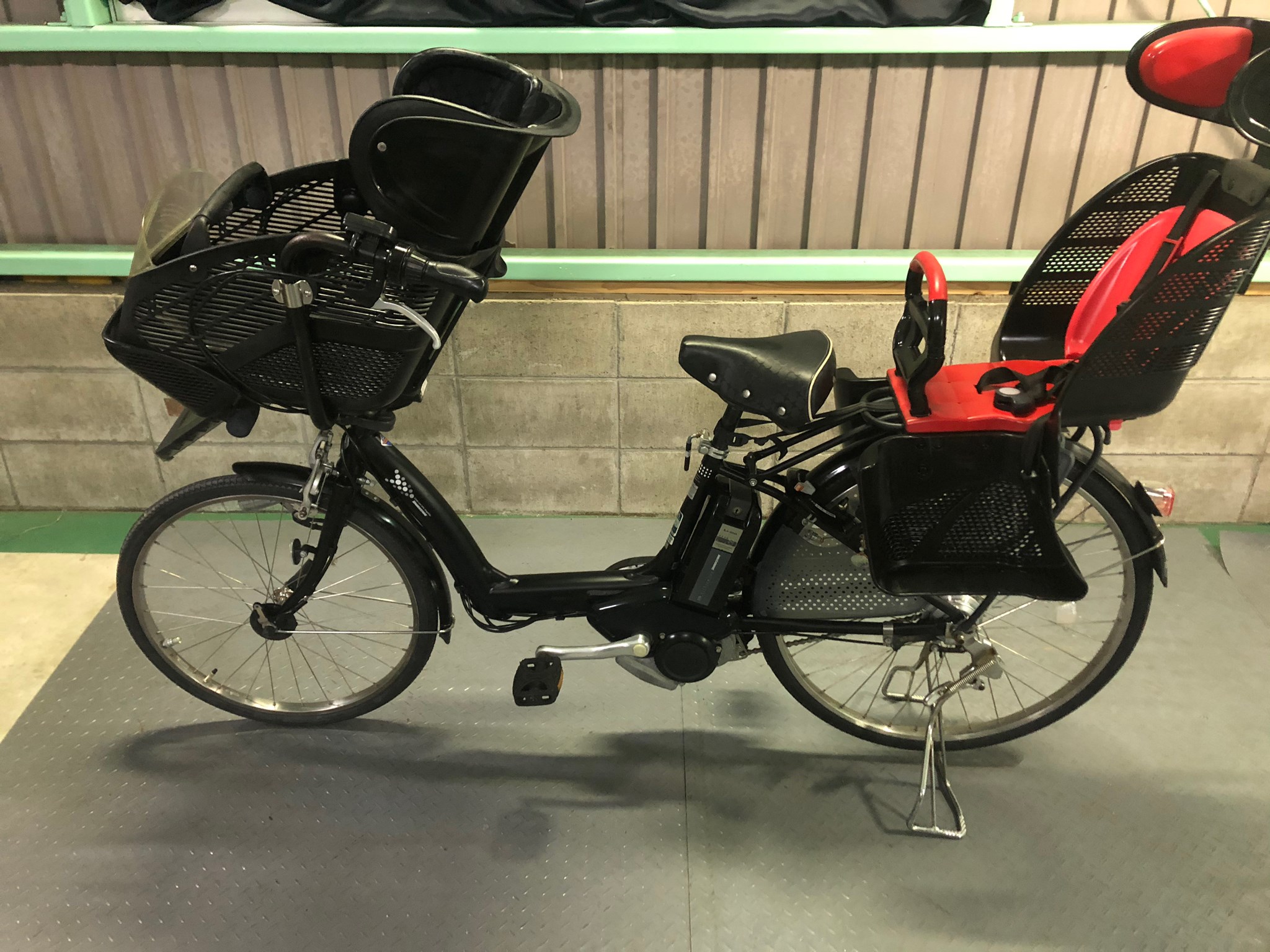 ②6070子供乗せ電動アシスト自転車3人乗りブリヂストン20インチ良好