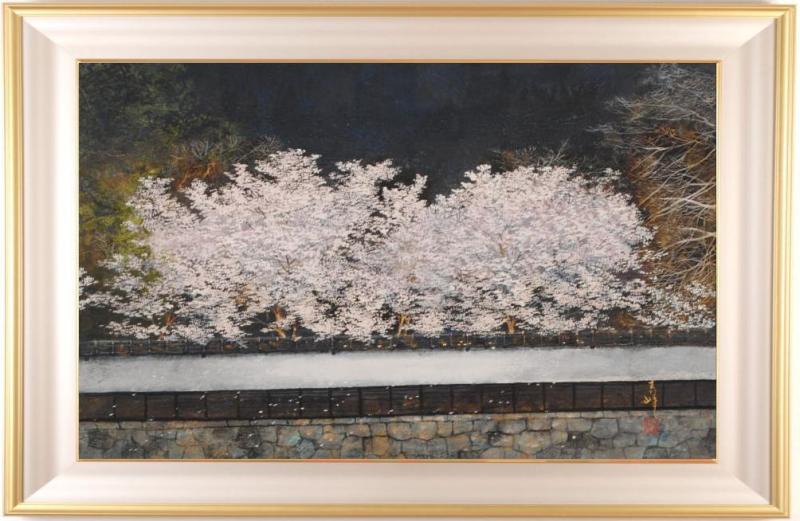 日本画の絵画で笠青峰が描いた和の桜の絵「夜桜」をご購入